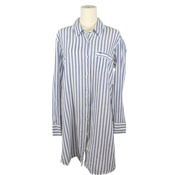 Victoria’s Secret Striped Cotton Button Down Long Sleeve Nightshirt | Large - Picture 2 of 12